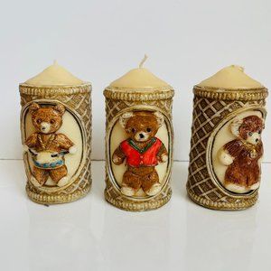 Vintage Ornate Teddy Bear Decorative Candles West Germany Lot of 3